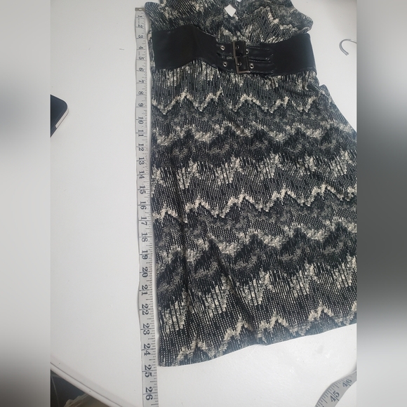 90s vintage Metropark mini dress Belted bikercore mobwive deep v front - Picture 9 of 10